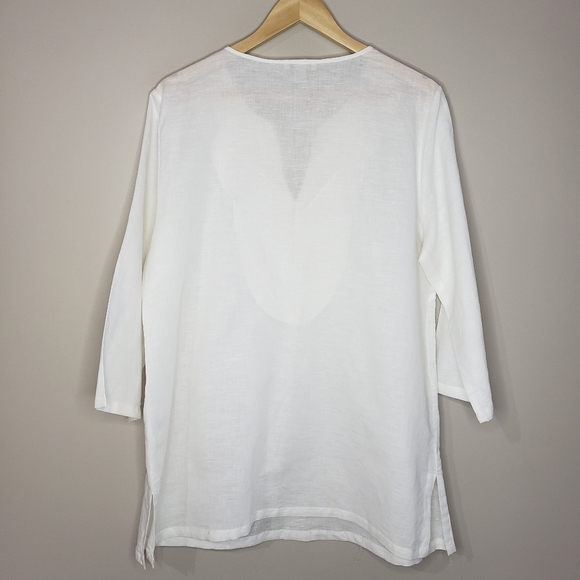 Saint Tropez West XLarge Beaded Long Sleeve Linen Cotton Shirt - Picture 6 of 11